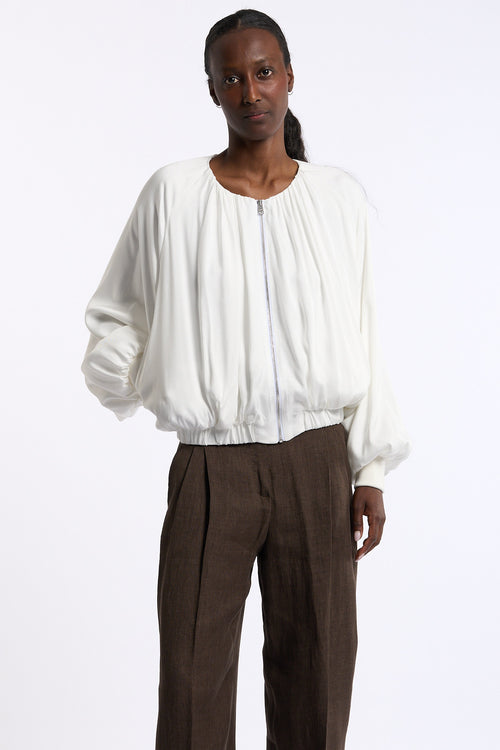 Nude Bomber Manica Ampia Bianco Donna-2