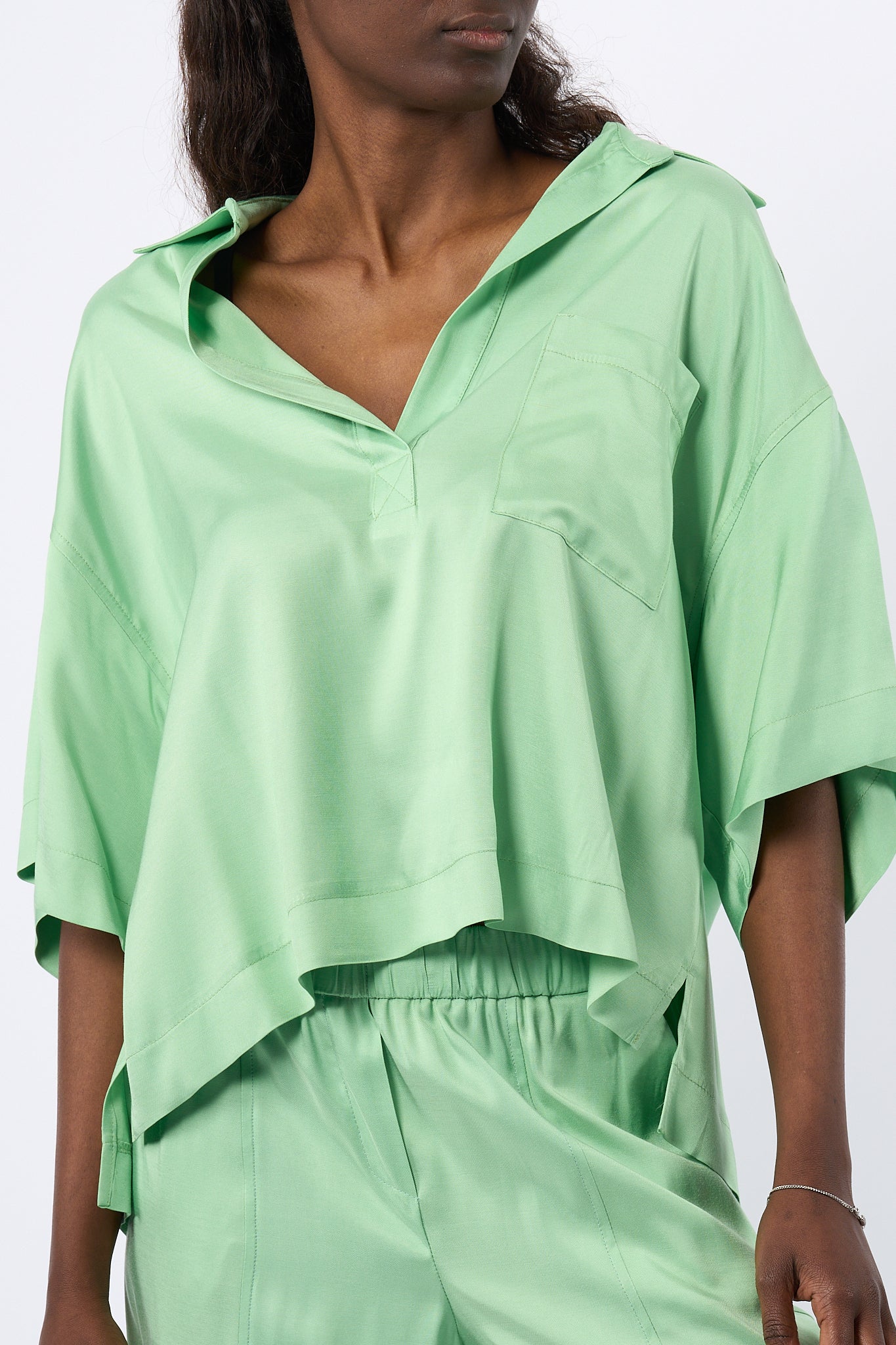 Nude Camicia Fluida Verde Donna-5