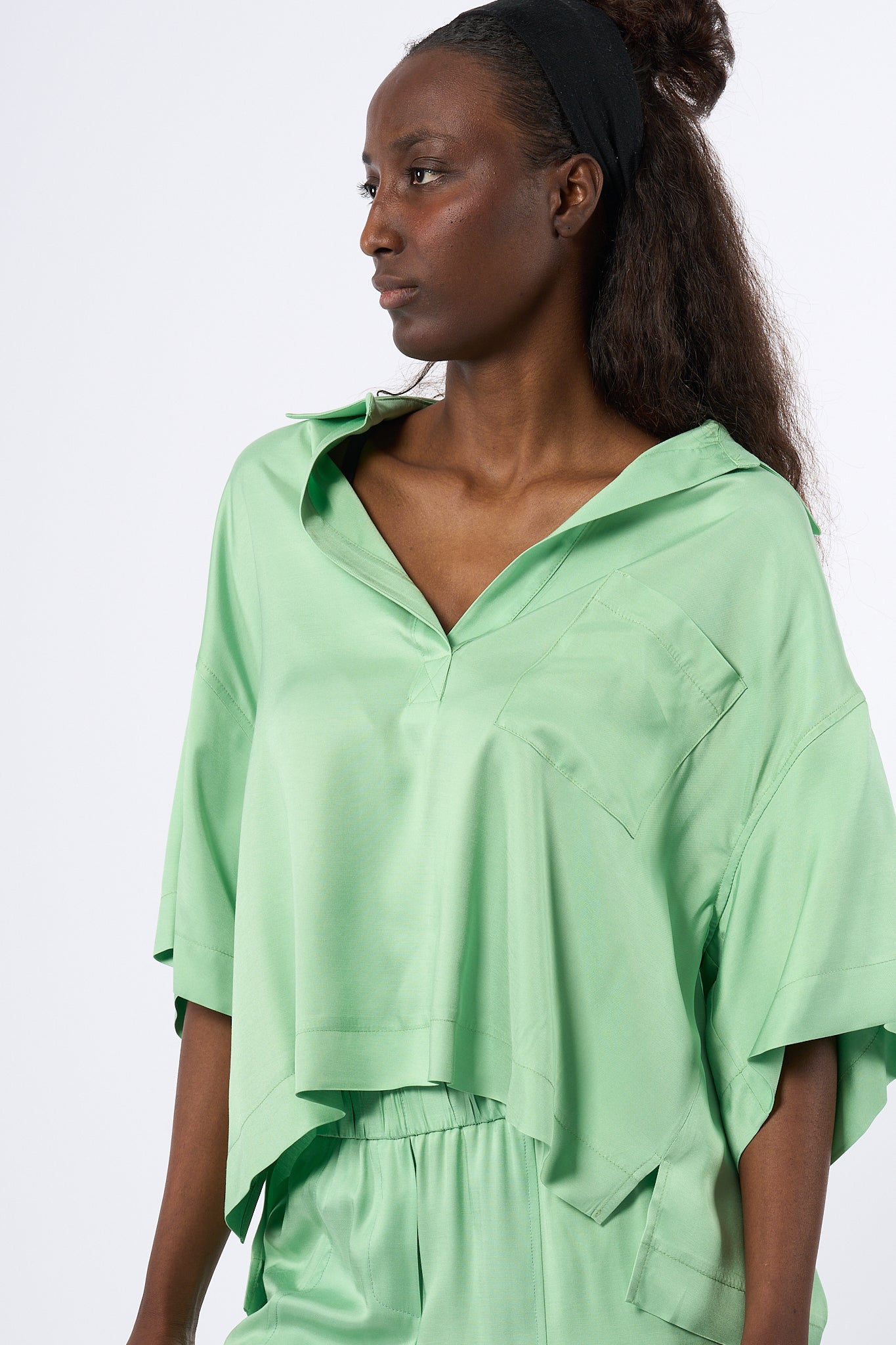 Nude Camicia Fluida Verde Donna-1