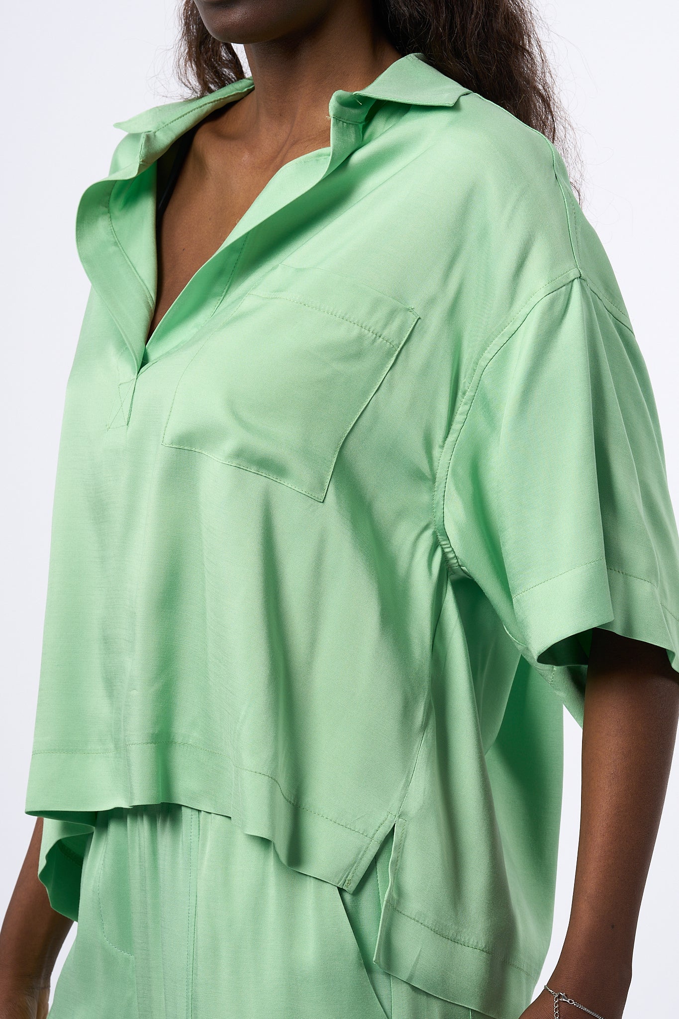 Nude Camicia Fluida Verde Donna-7