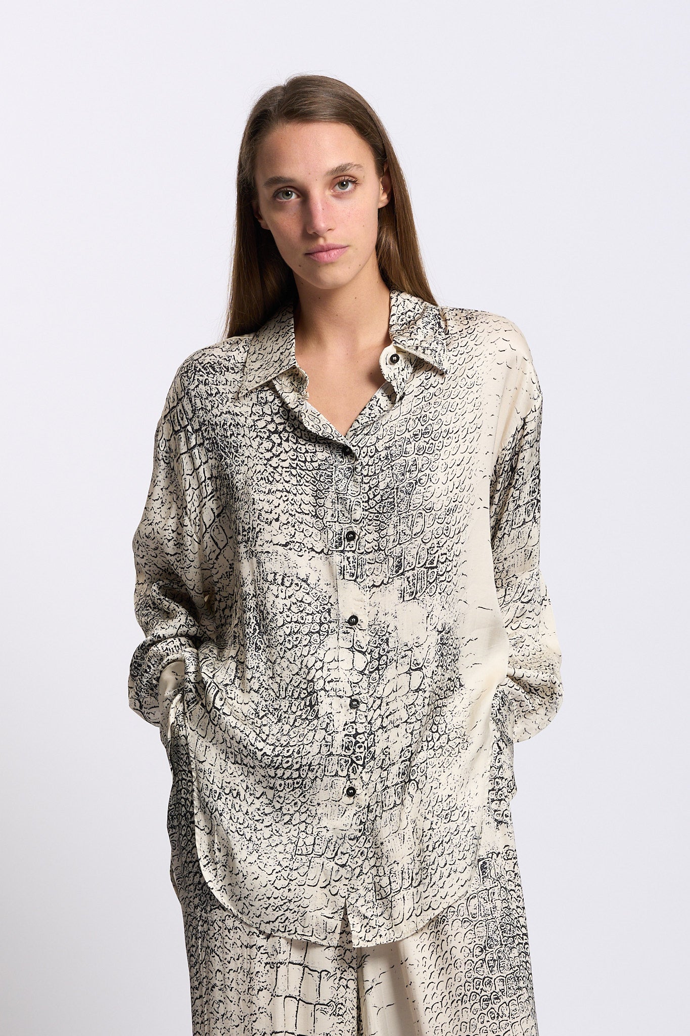 Nude Camicia Stampa Bianco/nero Donna-1