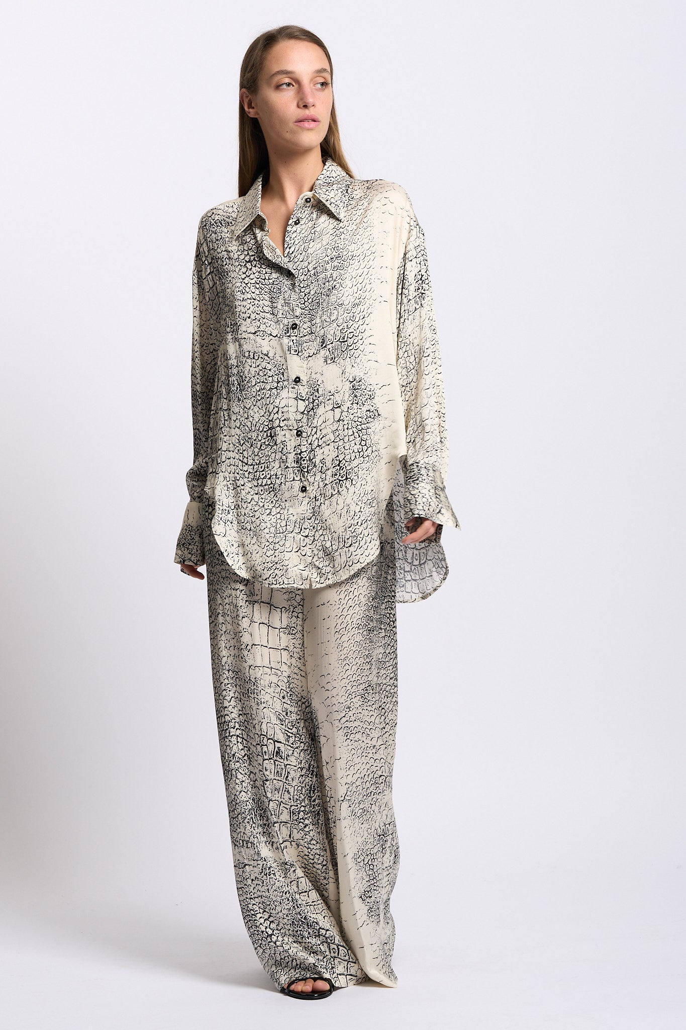 Nude Camicia Stampa Bianco/nero Donna-6