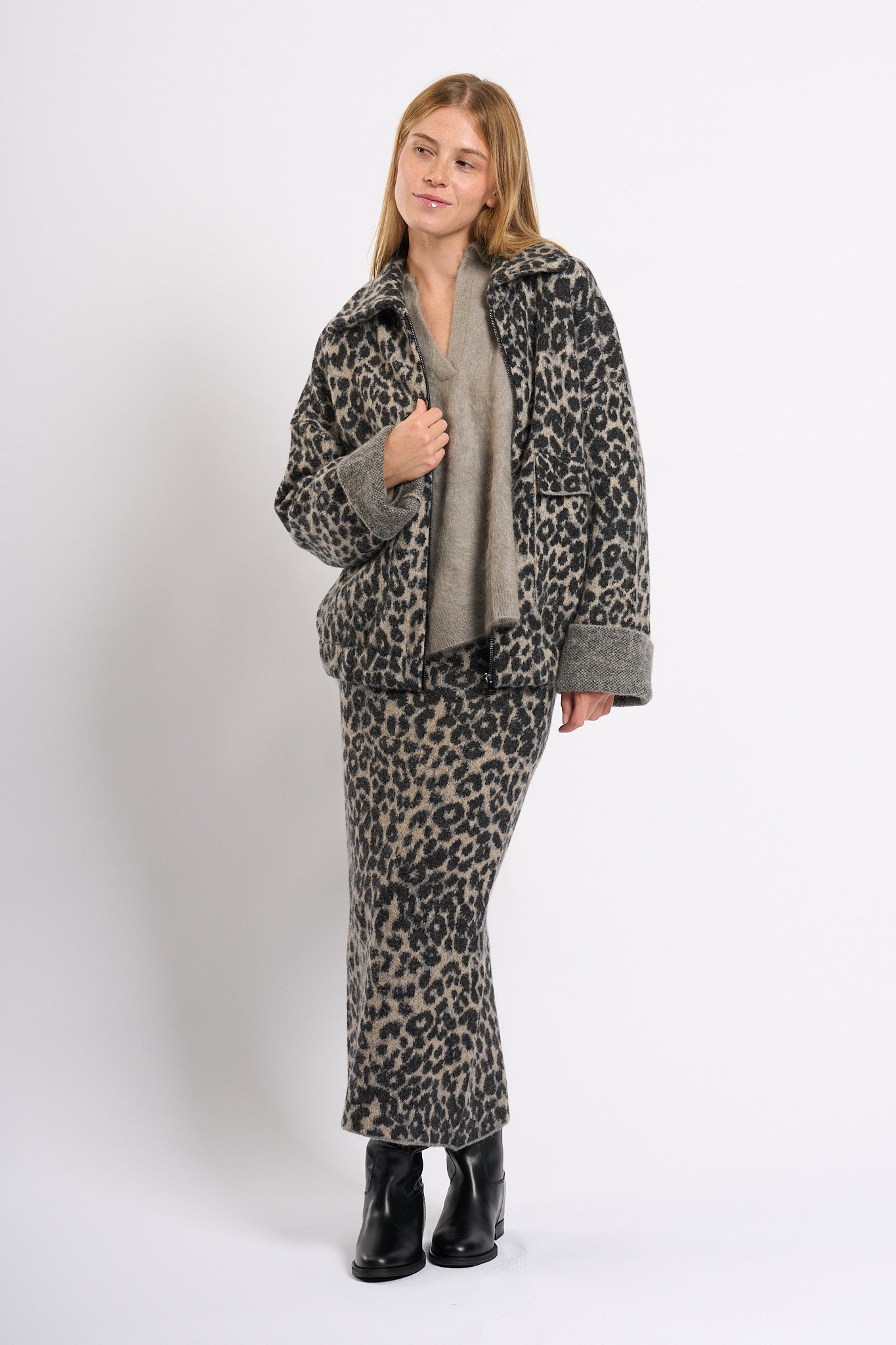 Nude Giacca Animalier Grigio/Nero Donna-2
