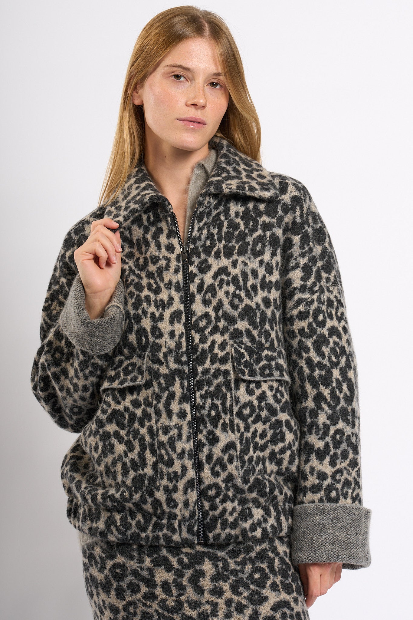 Nude Giacca Animalier Grigio/Nero Donna-1