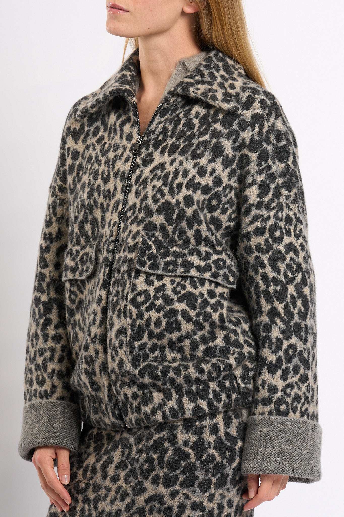Nude Giacca Animalier Grigio/Nero Donna-4