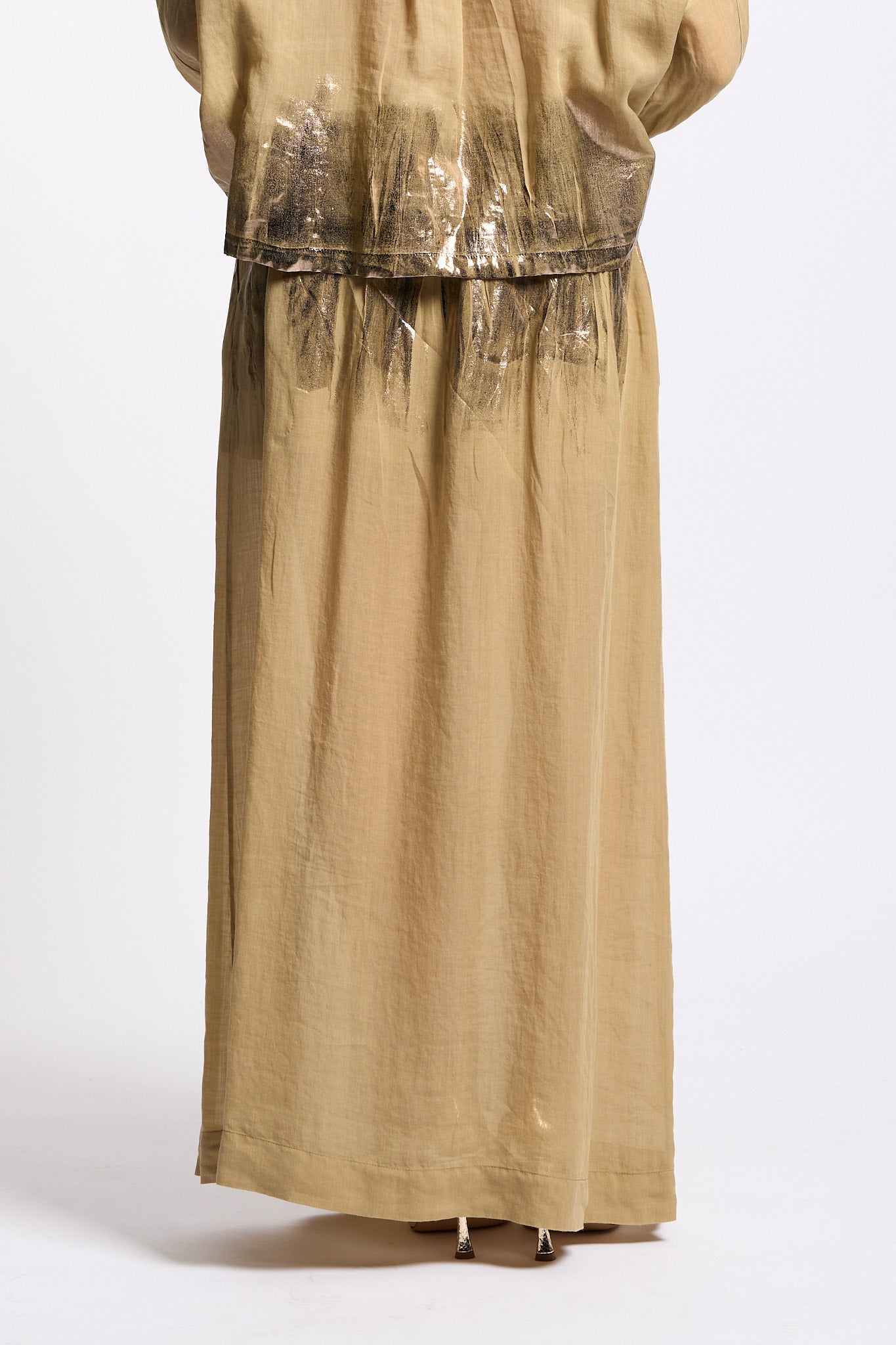 Nude Gonna Spalmata Kaki/Oro Donna-6