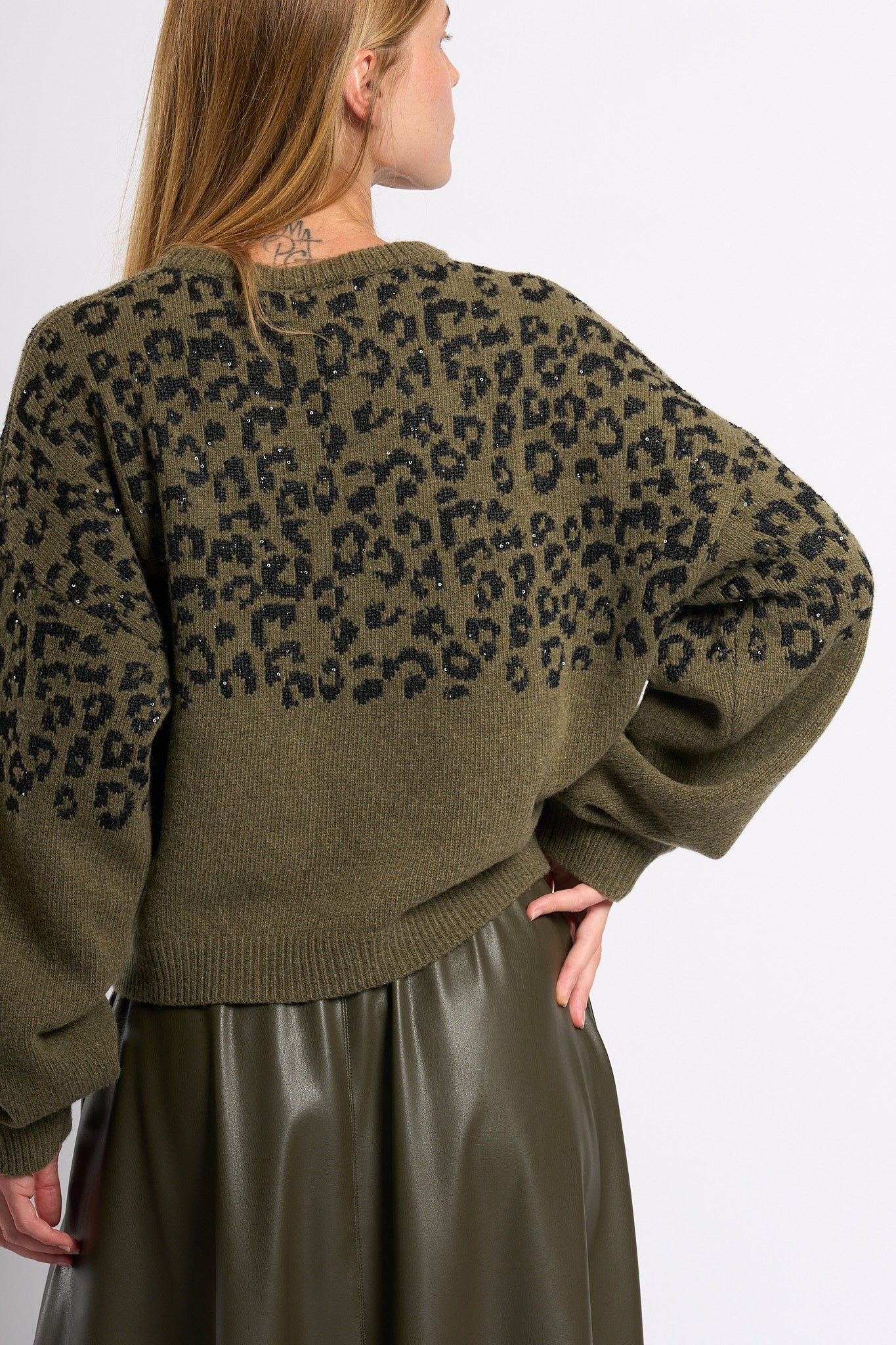 Nude Maglia Stampa Animalier Verde/Nero Donna-4