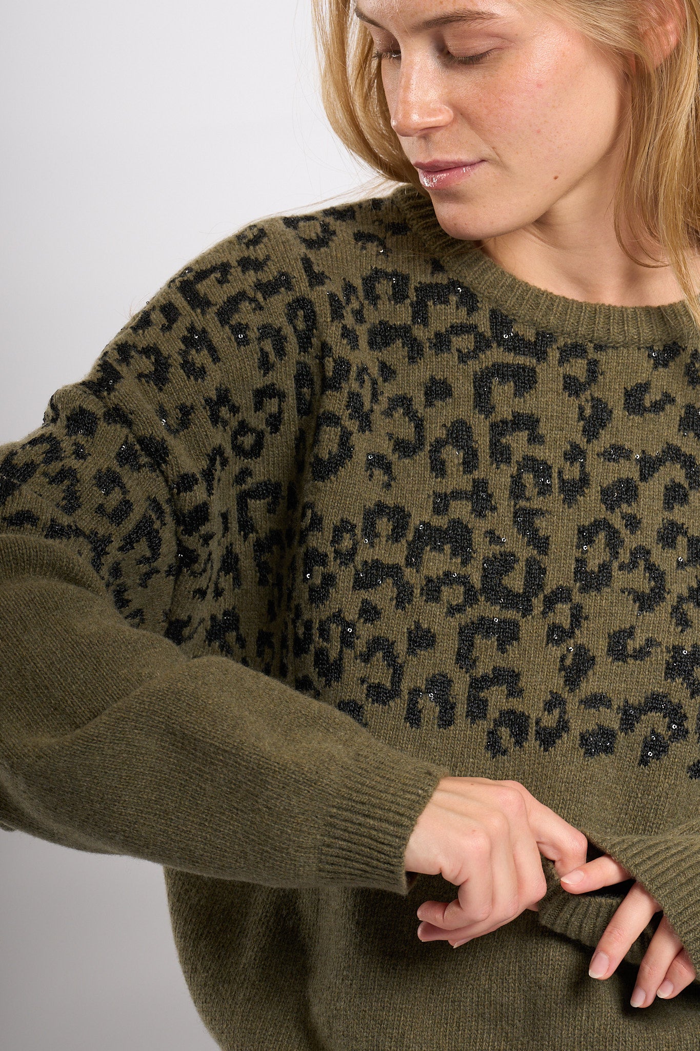 Nude Maglia Stampa Animalier Verde/Nero Donna-2