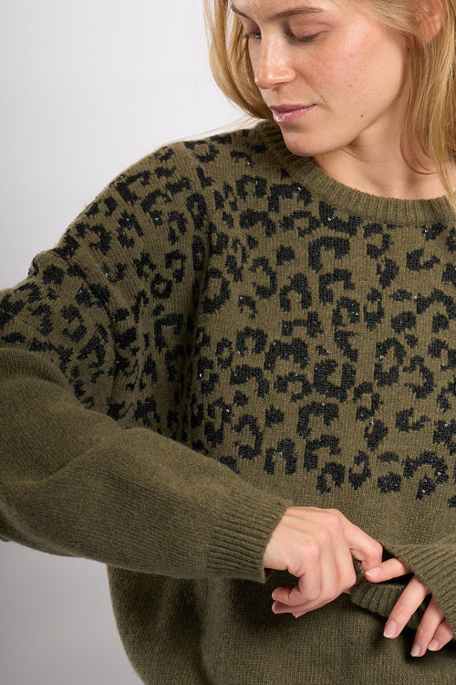 Nude Maglia Stampa Animalier Verde/Nero Donna-2