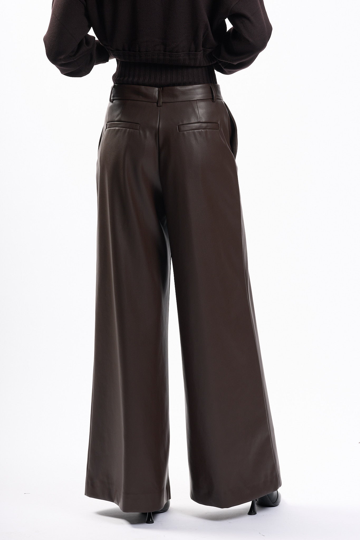 Nude Pantalone Ecopelle Cioccolato Donna-7