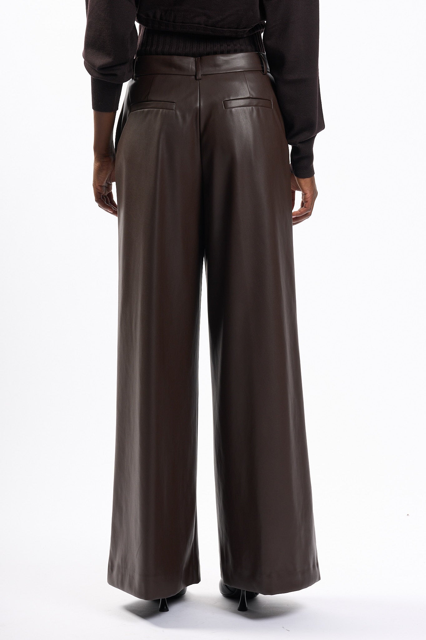 Nude Pantalone Ecopelle Cioccolato Donna-8