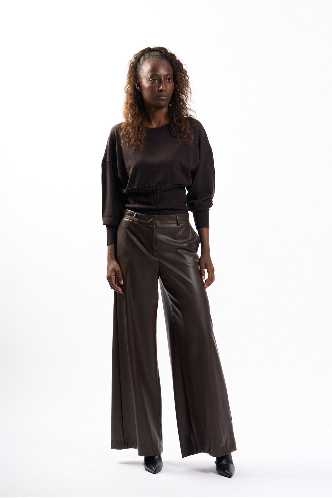 Nude Pantalone Ecopelle Cioccolato Donna-9