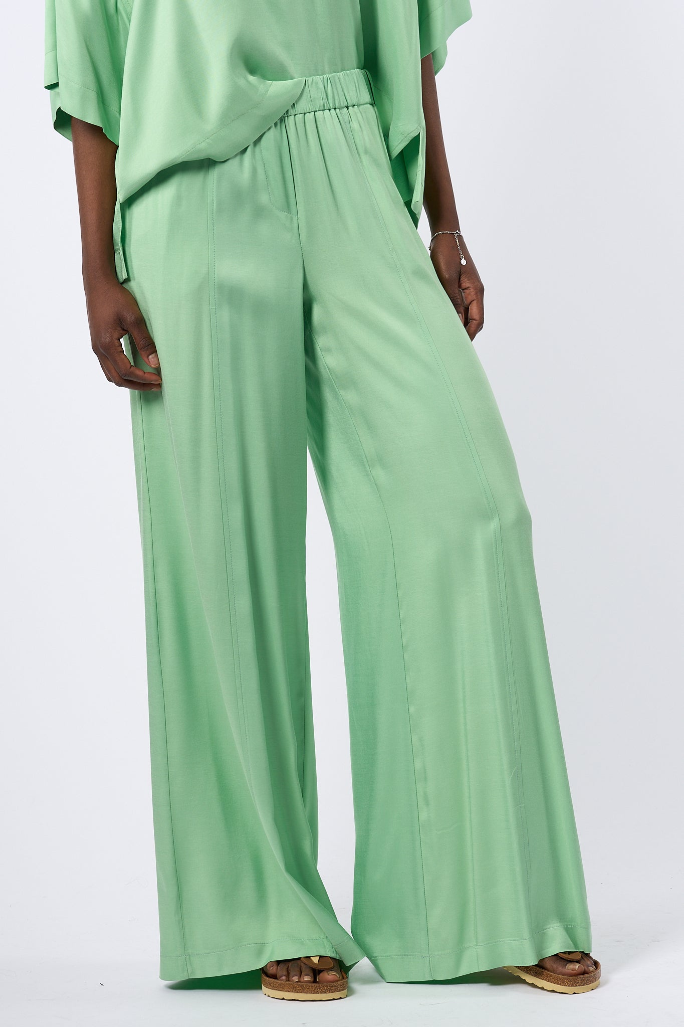 Nude Pantalone Fluido Verde Donna-1