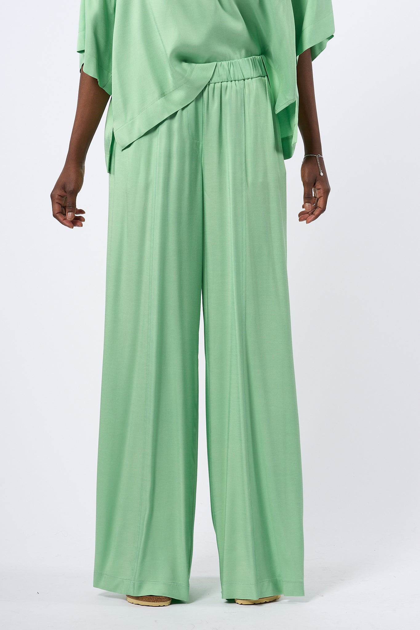 Nude Pantalone Fluido Verde Donna-4