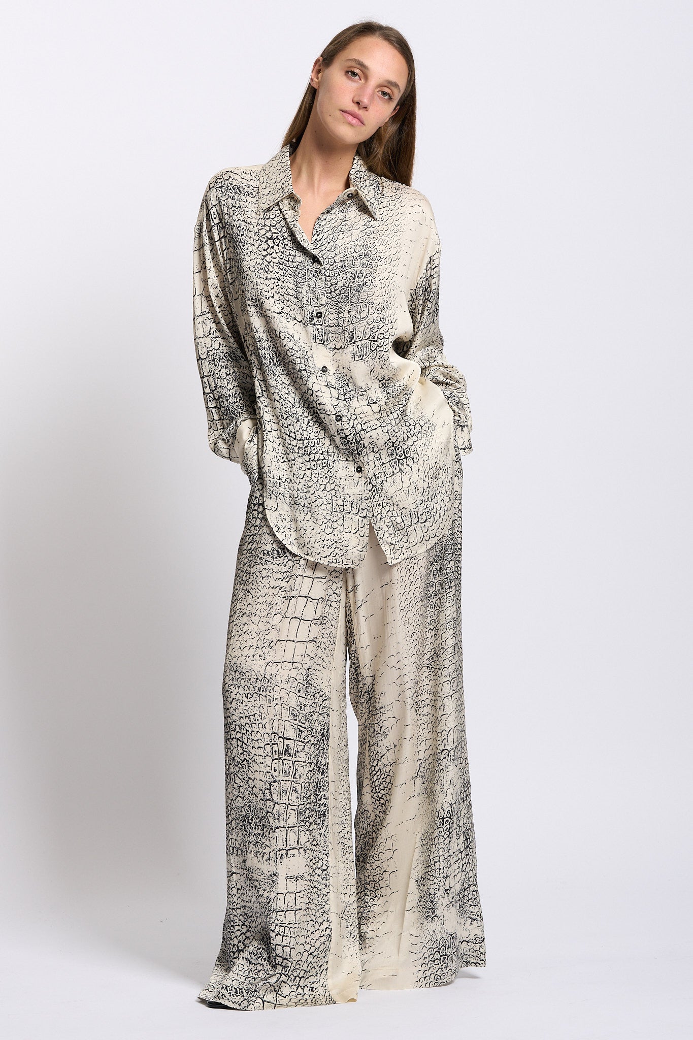 Nude Pantalone Stampa Bianco/nero Donna-4