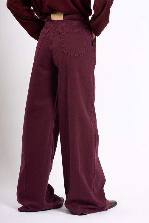 Nude Pantalone Wide Leg Bordeaux Donna-2