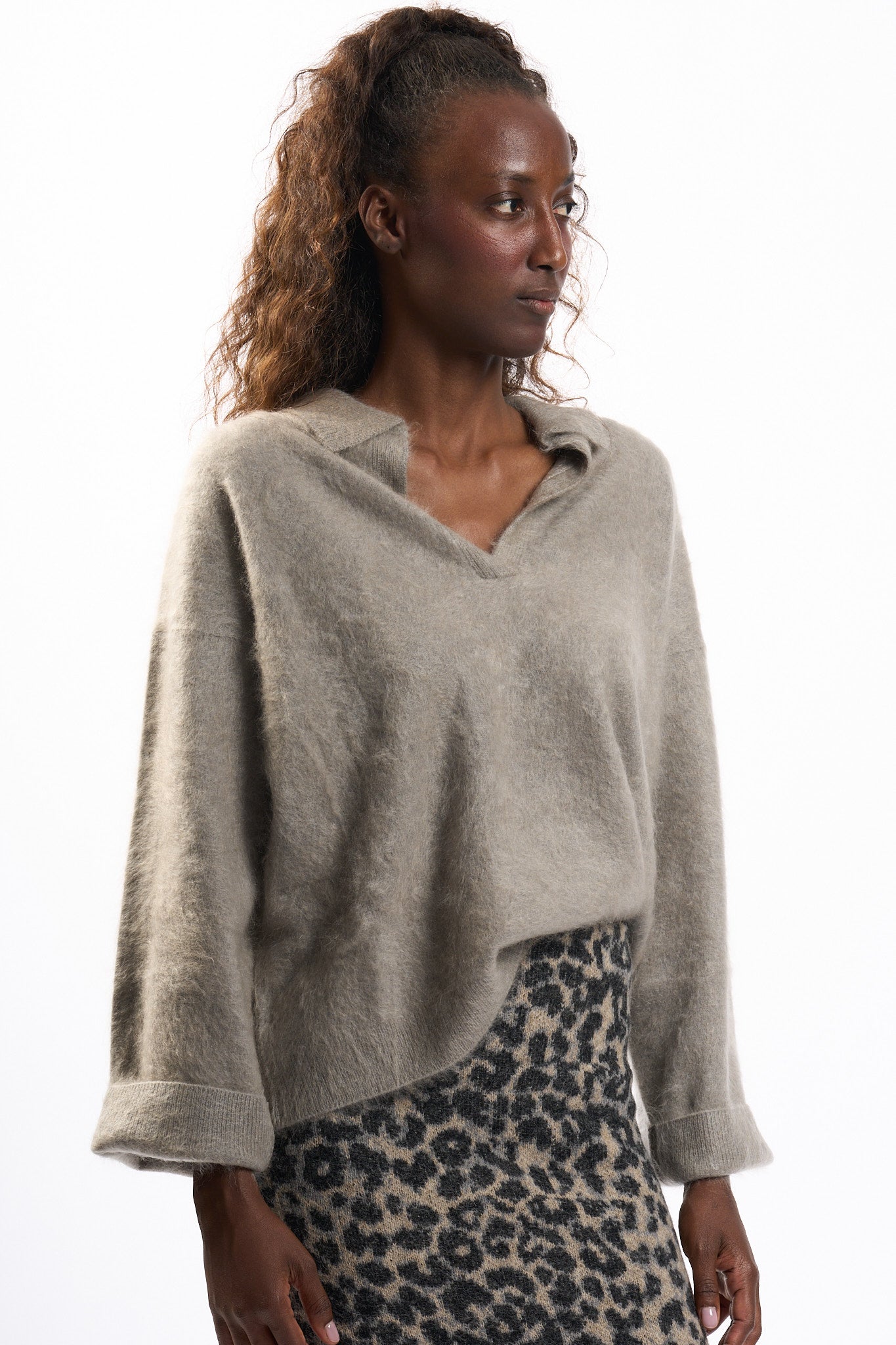 Nude Polo In Cashmere Grigio Donna-1
