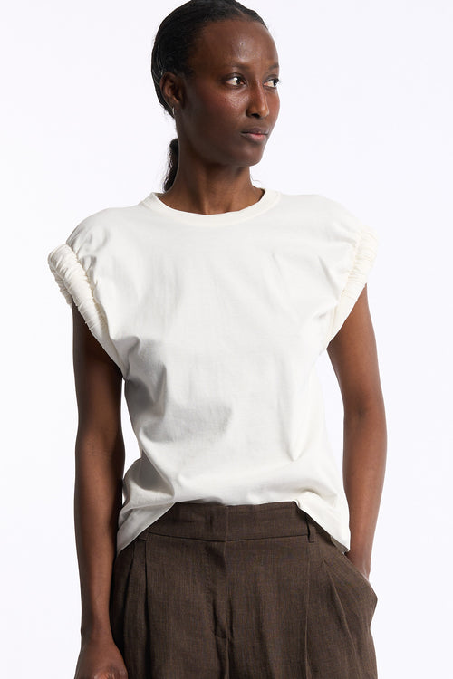 Nude T-shirt Manica Imbottita Bianco Donna