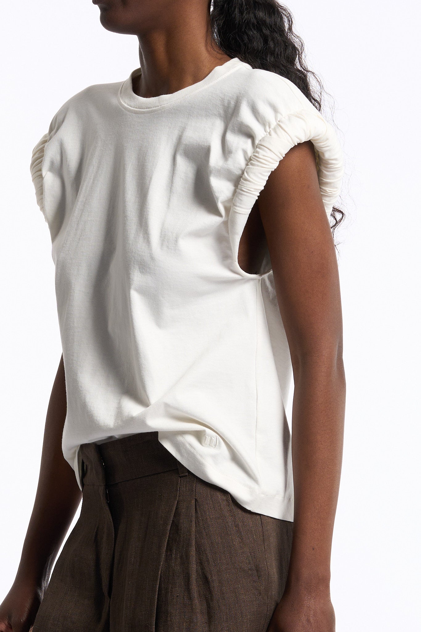 Nude T-shirt Manica Imbottita Bianco Donna-2