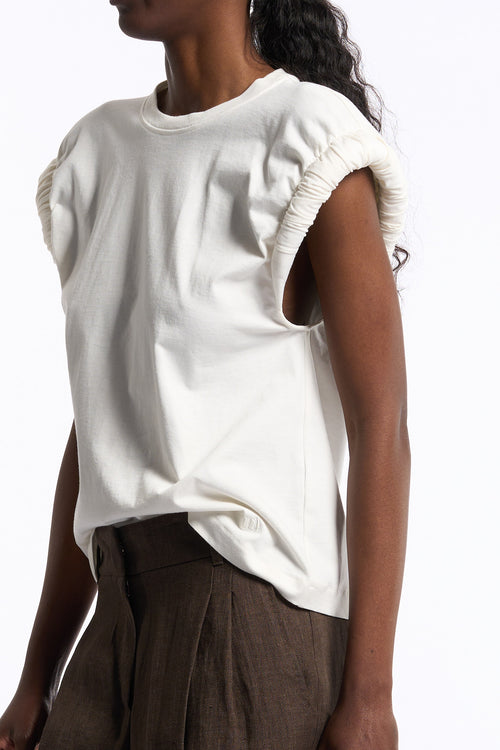 Nude T-shirt Manica Imbottita Bianco Donna-2