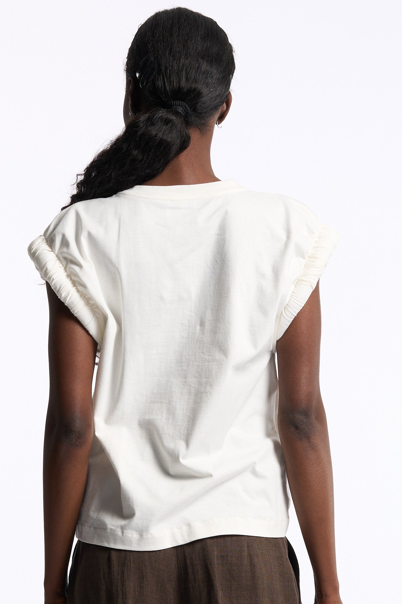 Nude T-shirt Manica Imbottita Bianco Donna-6