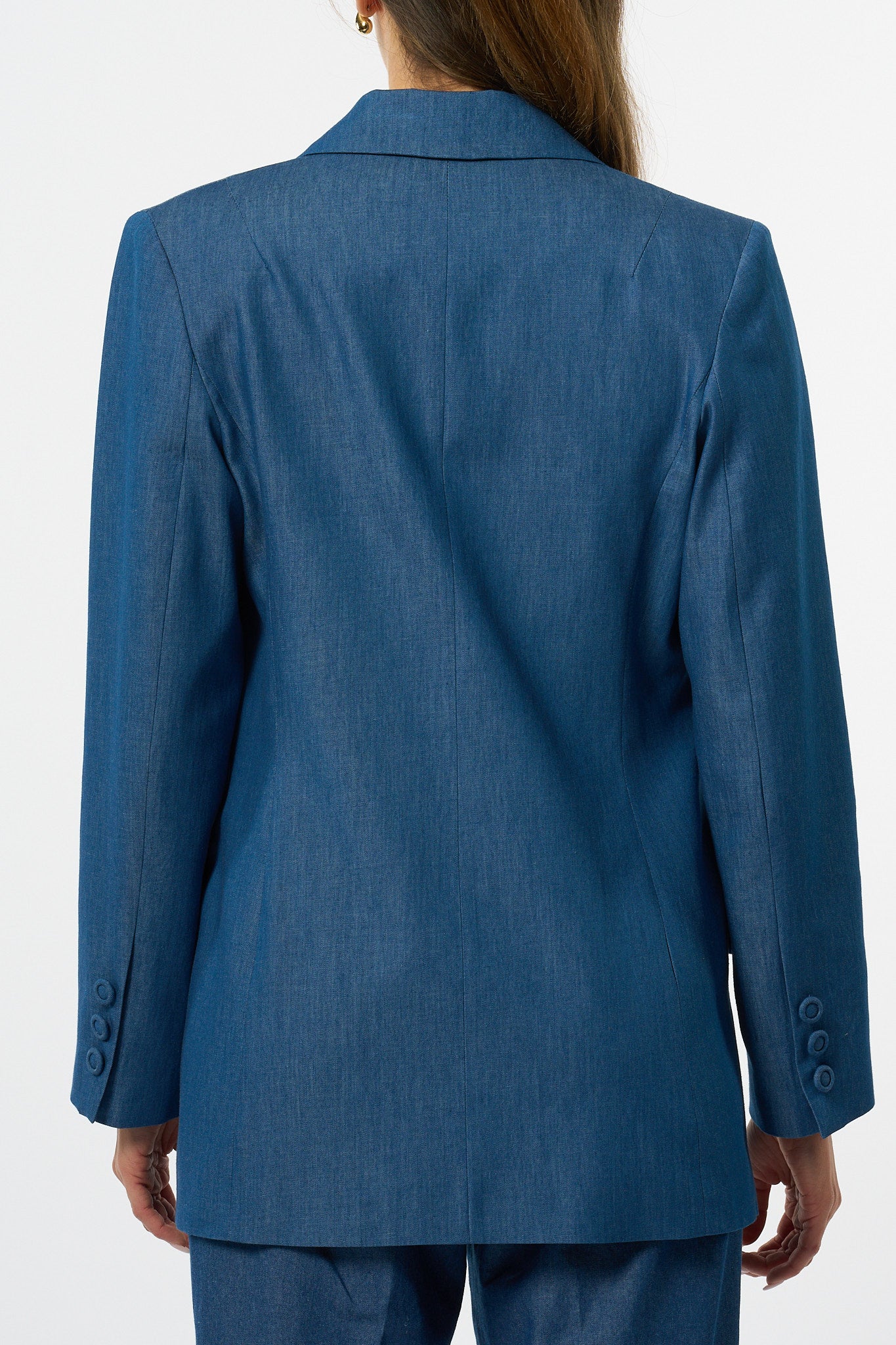 Olla Pareg Giacca Chambray Azzurro Donna-4