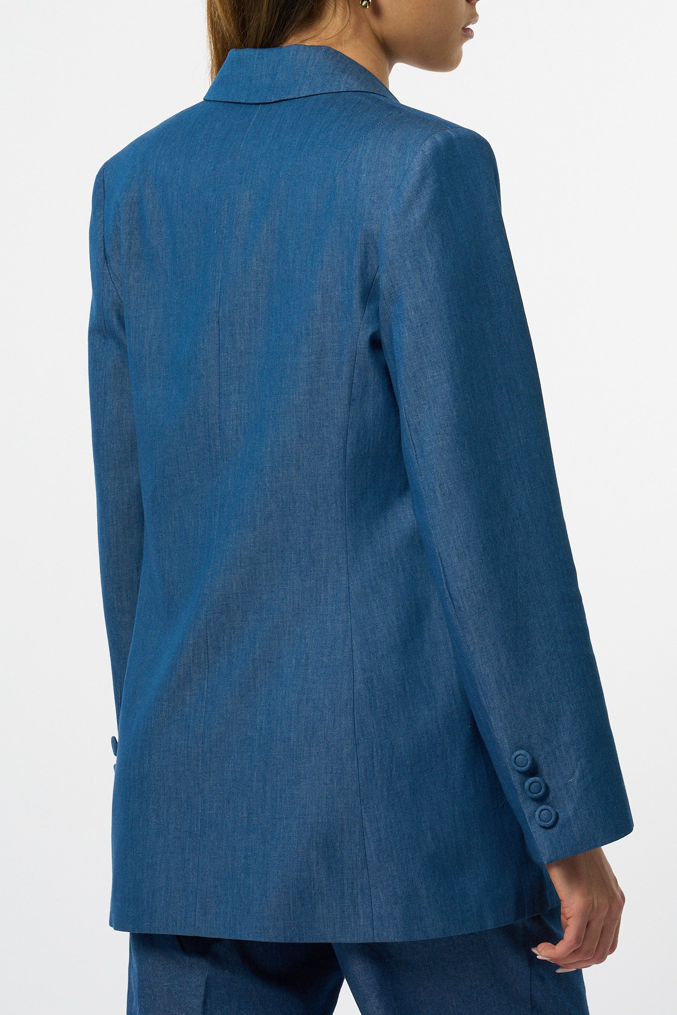 Olla Pareg Giacca Chambray Azzurro Donna-5