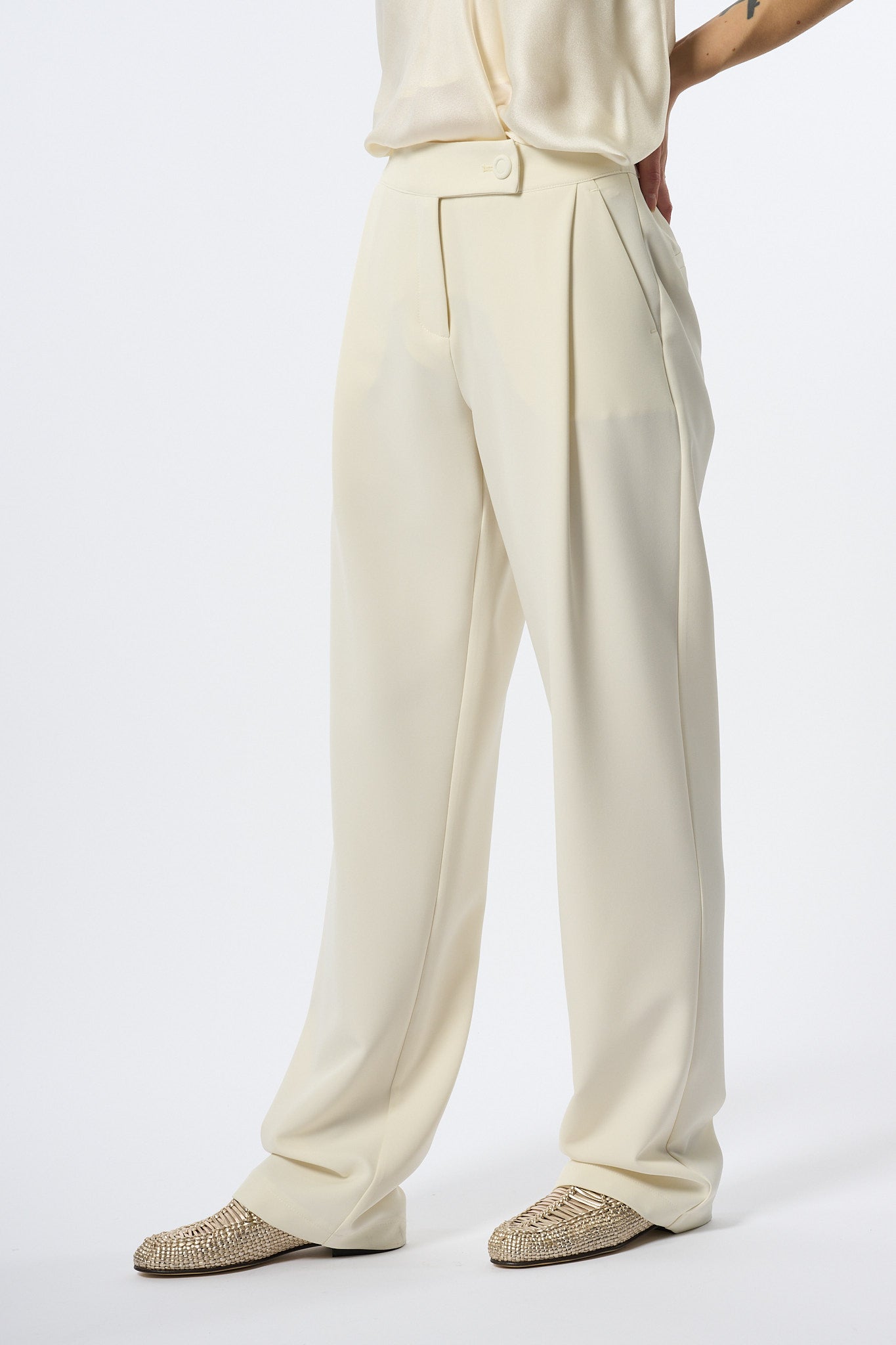 Olla Pareg Pantalone Crepe Latte Donna-1