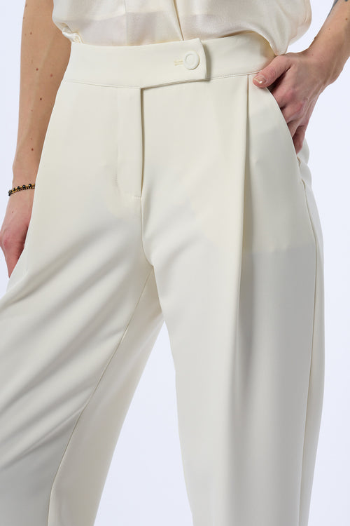 Olla Pareg Pantalone Crepe Latte Donna-2