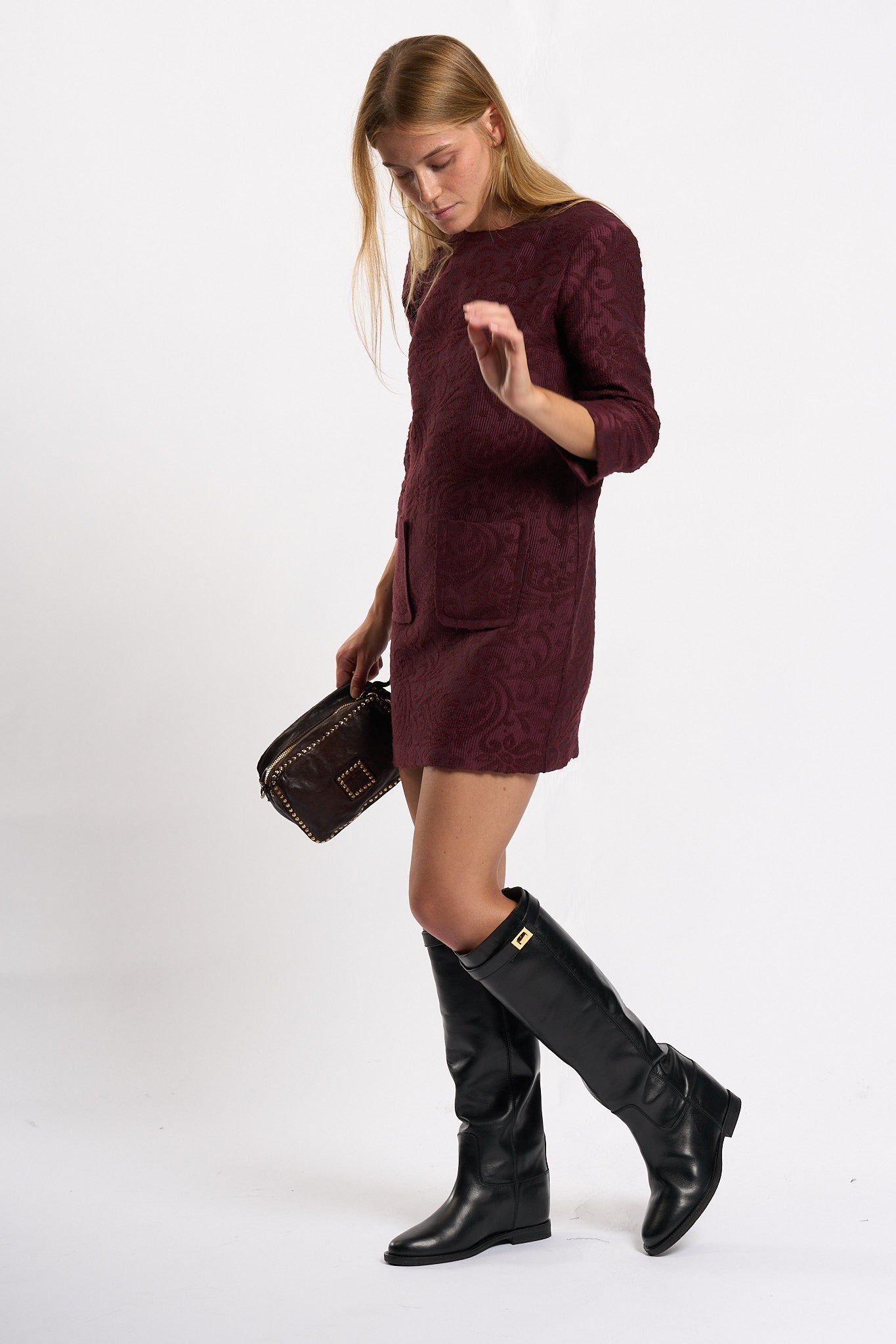 Olla pareg Abitino Jacquard Bordeaux Donna-1