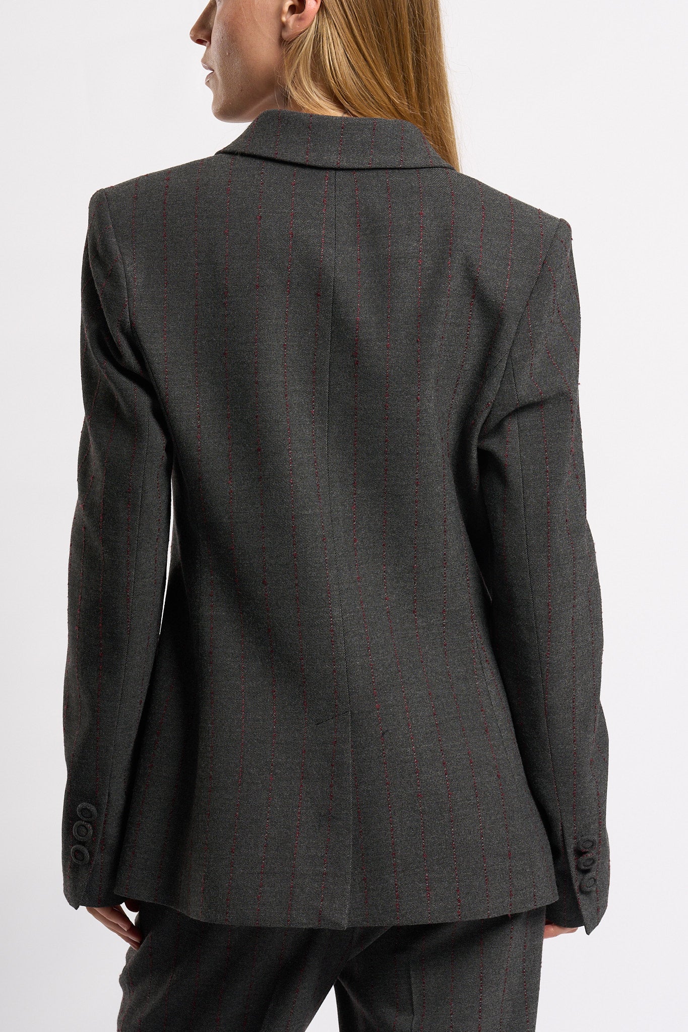 Olla pareg Giacca Dp Gessato Grigio/bordeaux Donna-4