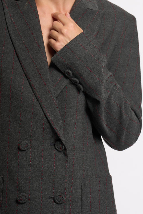 Olla pareg Giacca Dp Gessato Grigio/bordeaux Donna-2
