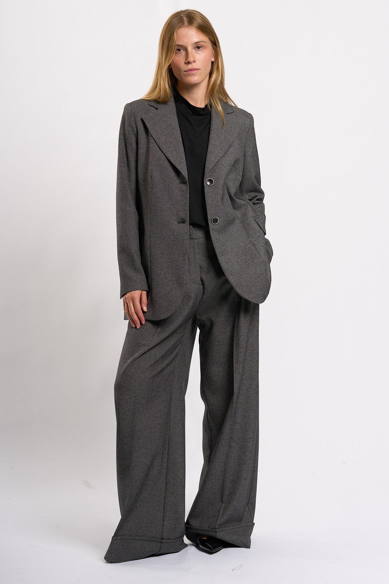 Olla pareg Pantalone Largo Grisaglia Grigio Donna-10