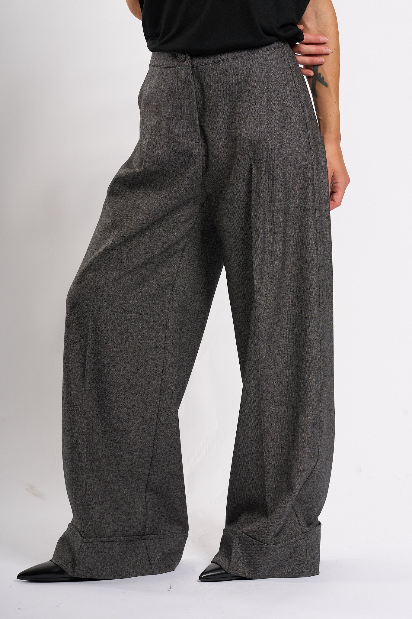 Olla pareg Pantalone Largo Grisaglia Grigio Donna-1
