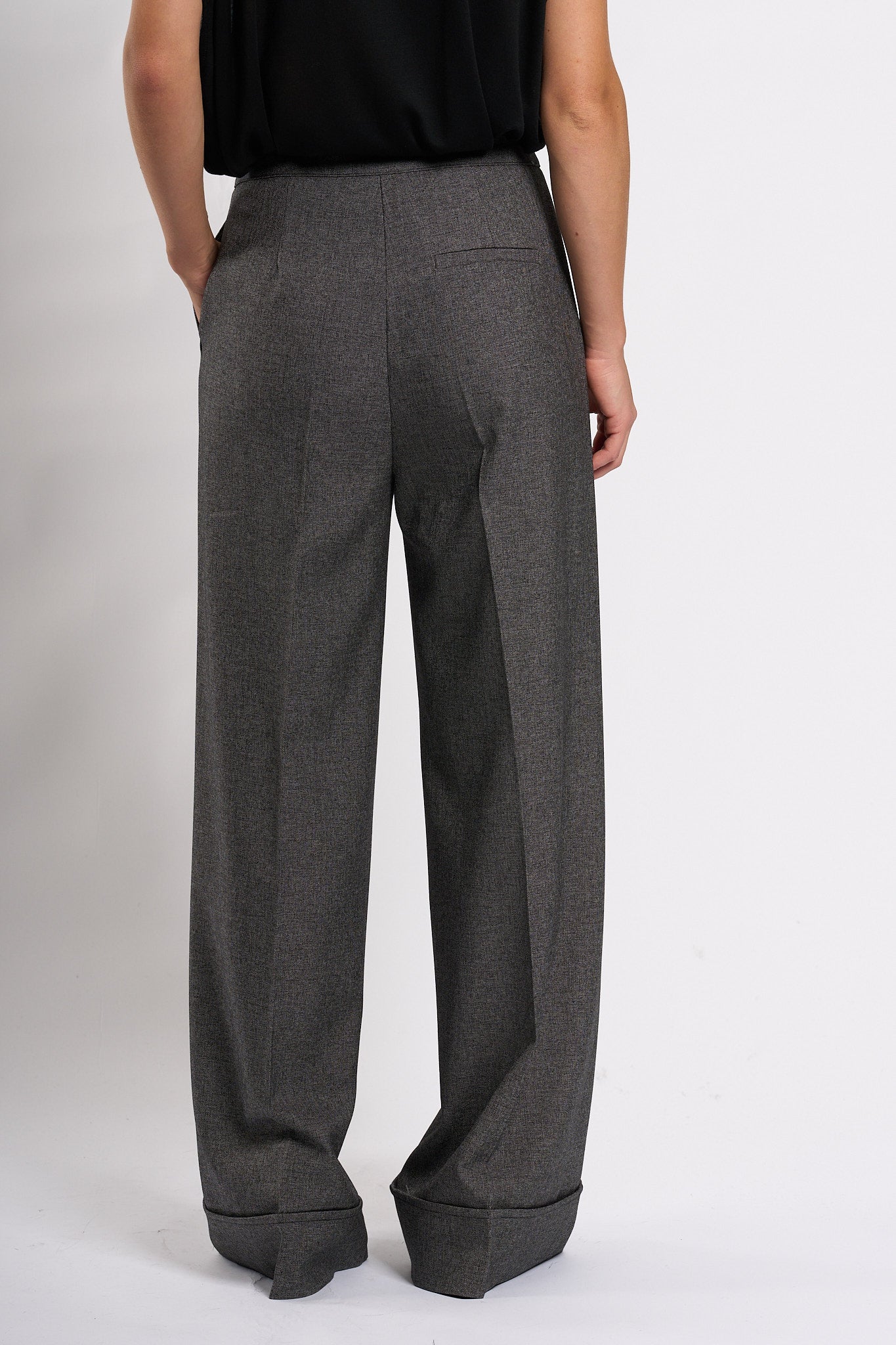 Olla pareg Pantalone Largo Grisaglia Grigio Donna-9