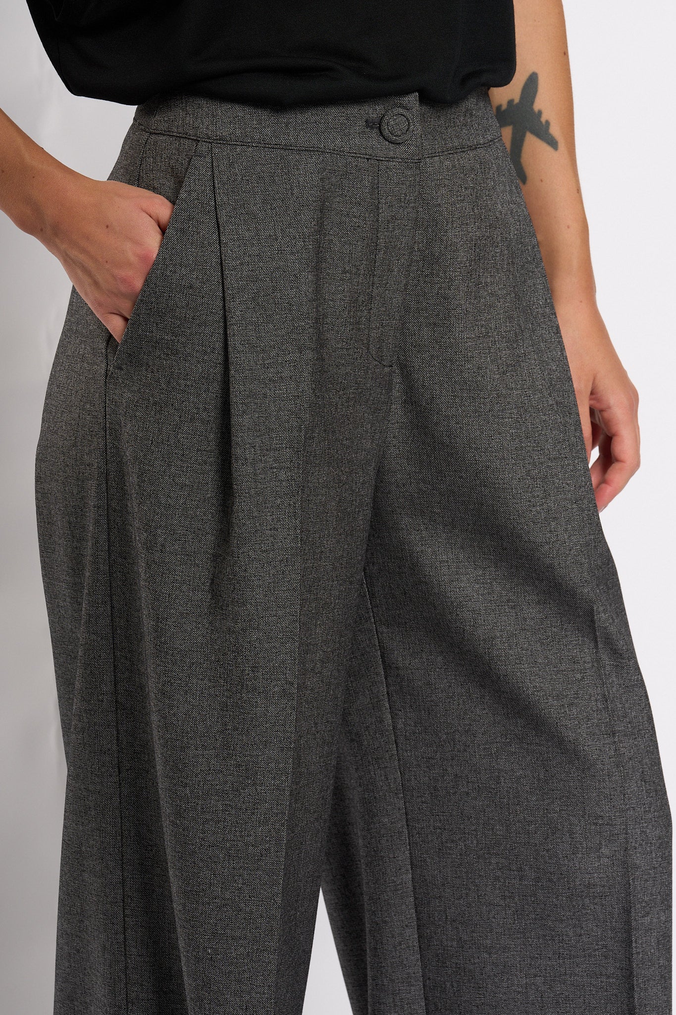 Olla pareg Pantalone Largo Grisaglia Grigio Donna-3