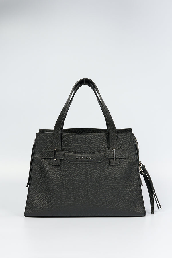 Orciani Midi Bag Hammered Leather Black Women