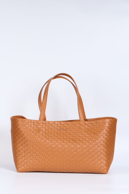 Orciani Borsa Tata Shopper XL Intrecciata Cuoio Donna