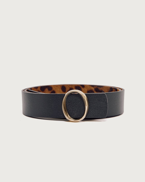 Orciani Cintura Iconic O Reversibile Cavallino Leopardo/Nero Donna-2