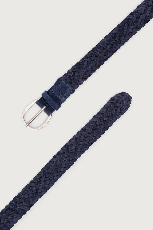 Orciani Cintura Intrecciata Suede Blu Uomo-2