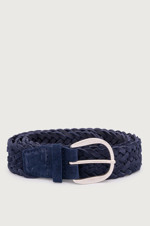 Orciani Cintura Intrecciata Suede Blu Uomo