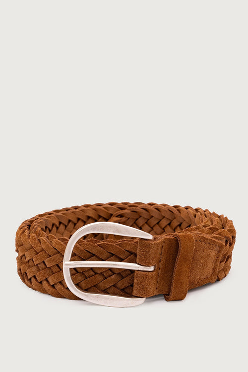 Orciani Cintura Intrecciata Suede Tabacco Uomo