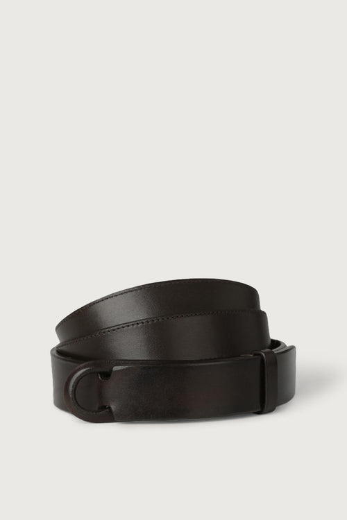 Orciani Men's Dark Brown Leather Nobuckle Belt