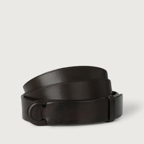 Orciani Men's Dark Brown Leather Nobuckle Belt-2