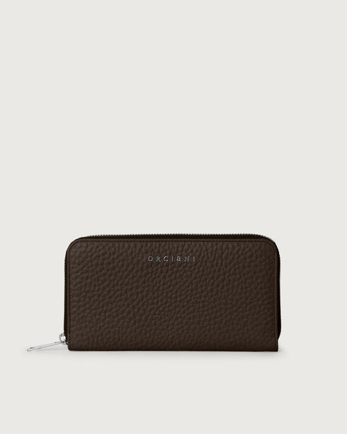 Orciani Large Zip Around Wallet Dark Brown Woman