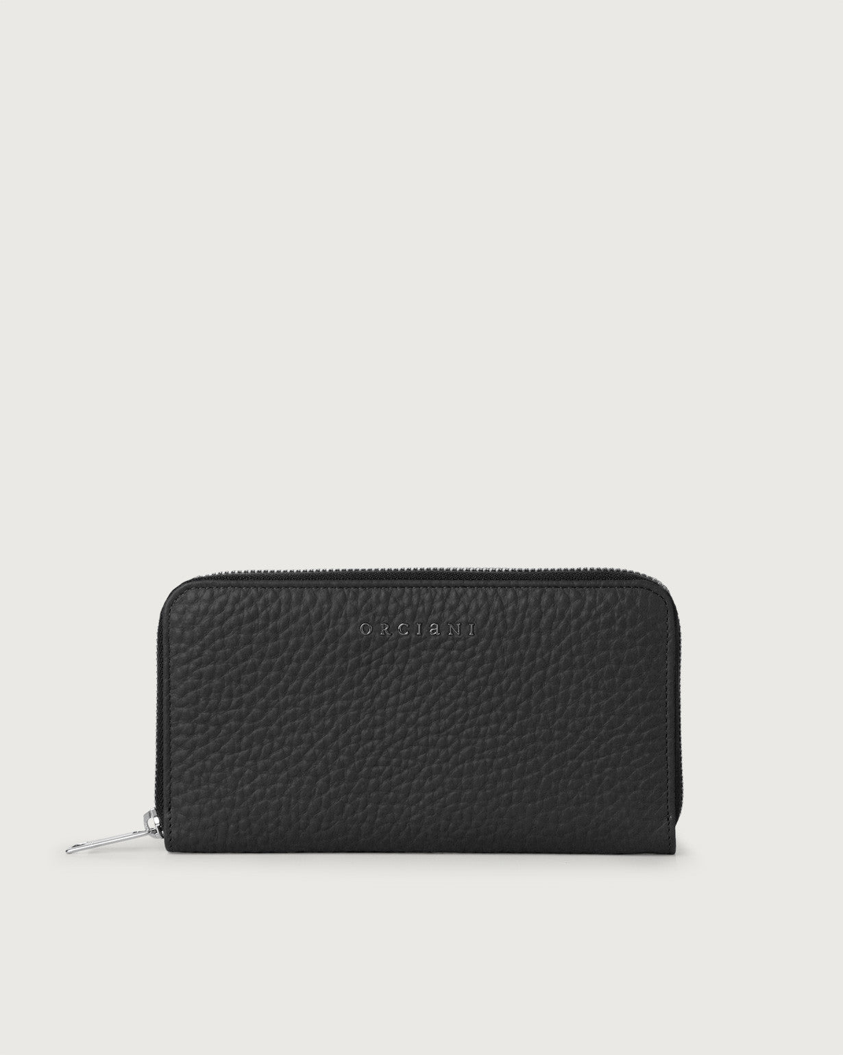 Orciani Large Zip Around Wallet Black Woman-1