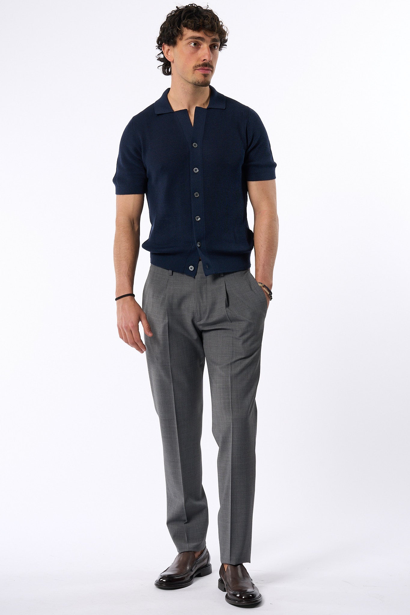 Ottaviani Camicia Costina Seta/cotone Blu Uomo-3