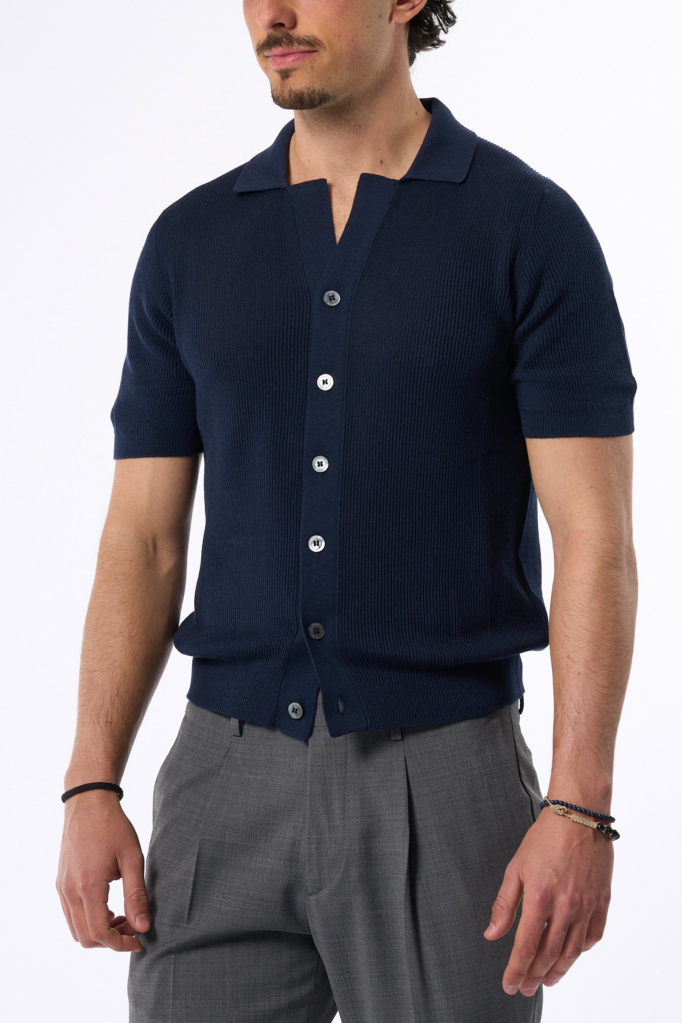Ottaviani Camicia Costina Seta/cotone Blu Uomo-5