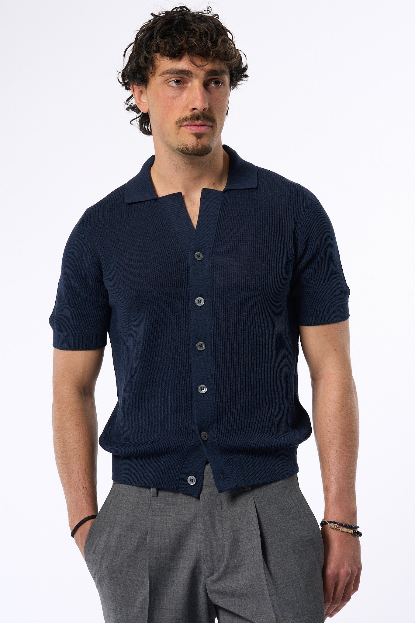 Ottaviani Camicia Costina Seta/cotone Blu Uomo-6