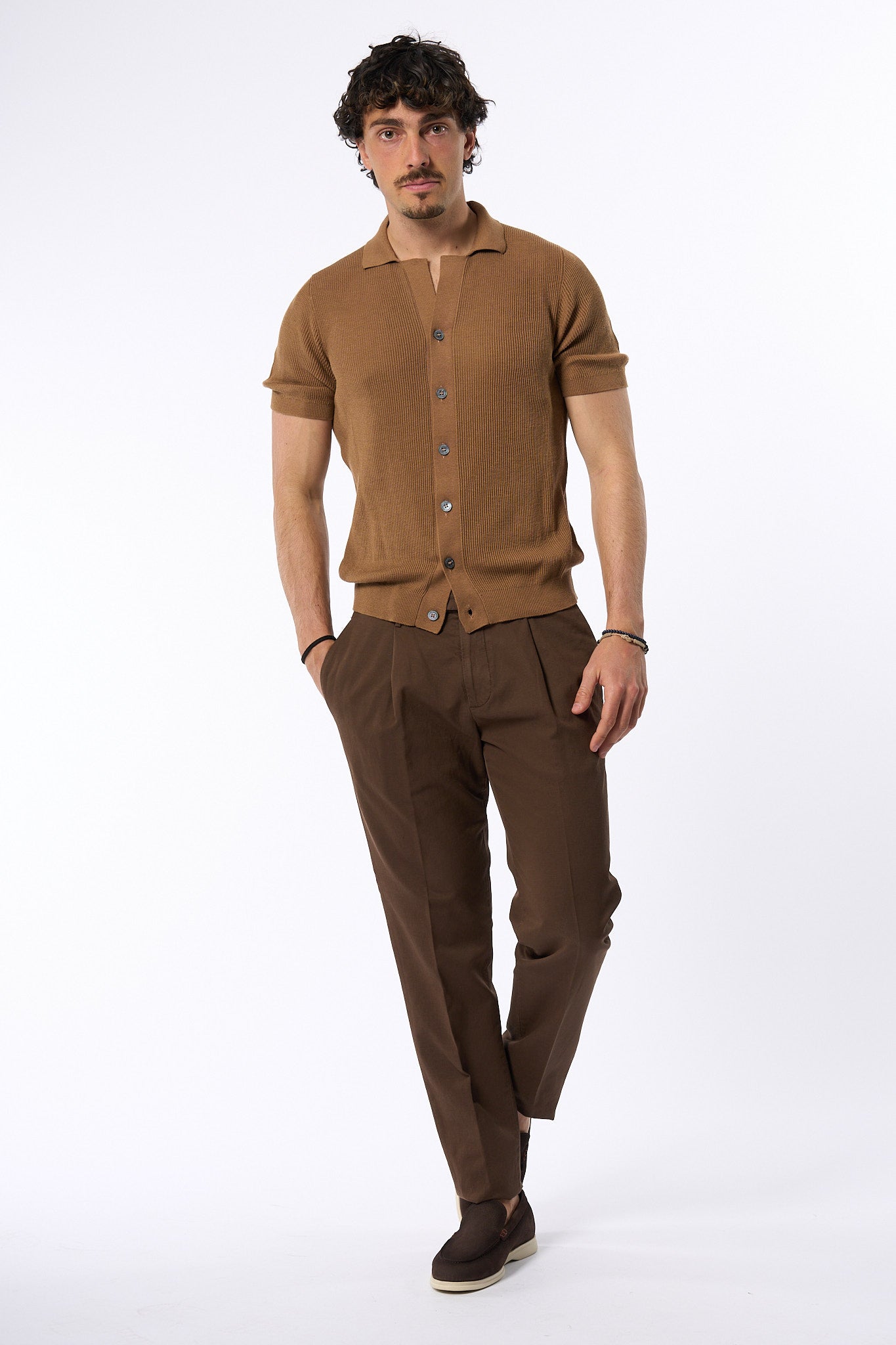 Ottaviani Camicia Costina Seta/cotone Desert Uomo-5